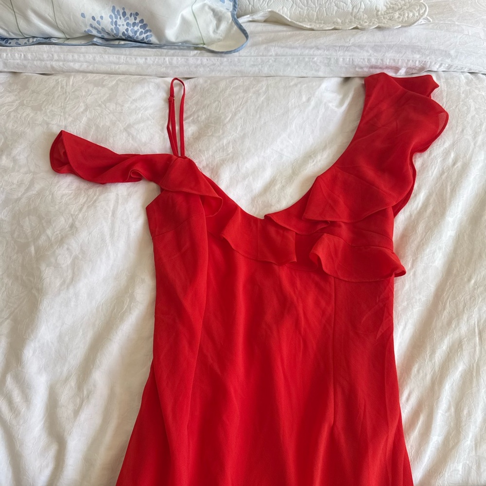 REVOLVE Red Ruffle High-Low Maxi Skirt - Picture 4 of 4